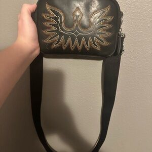 Ariat Black and Brown Embroidered Crossbody Bag